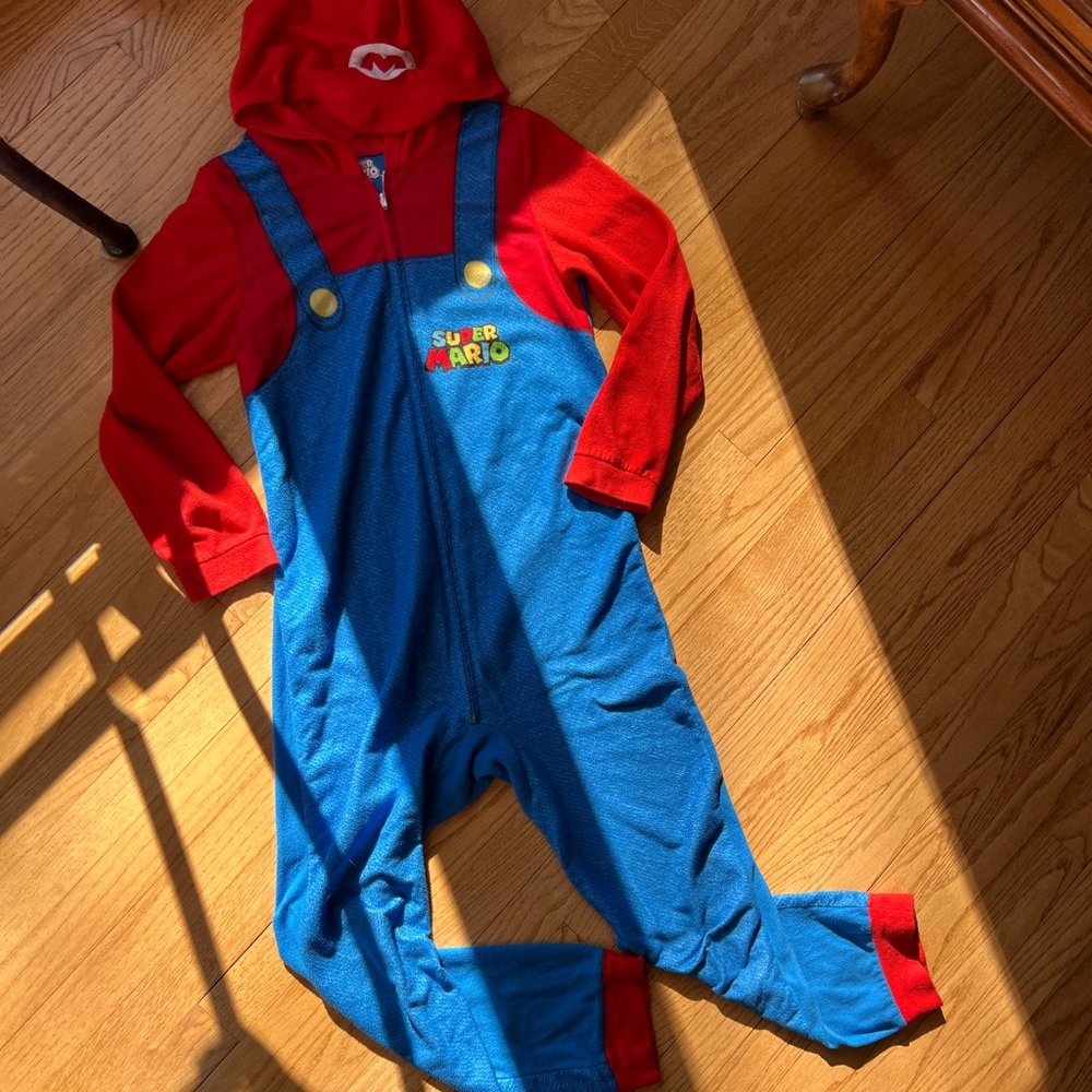 Nintendo Super Mario Red and Blue One-Piece Kids Pajamas